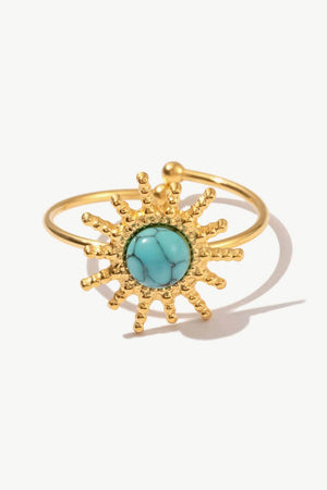 Natural Stone Sun Shape Open Ring - MXSTUDIO.COM