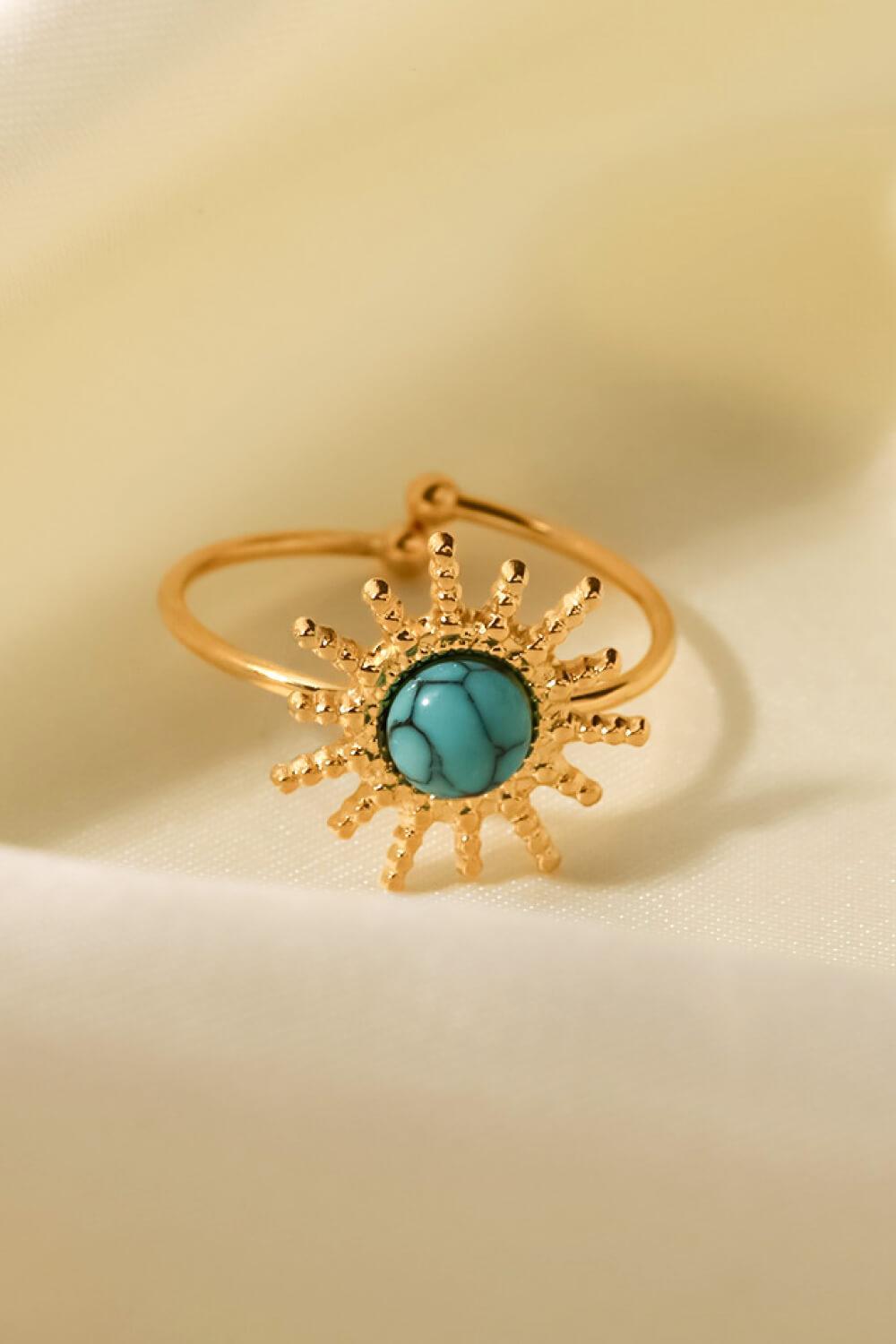 Natural Stone Sun Shape Open Ring - MXSTUDIO.COM