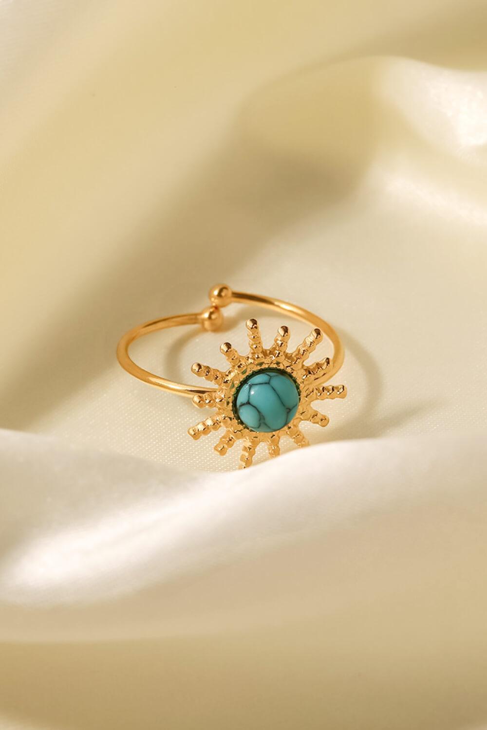 Natural Stone Sun Shape Open Ring - MXSTUDIO.COM