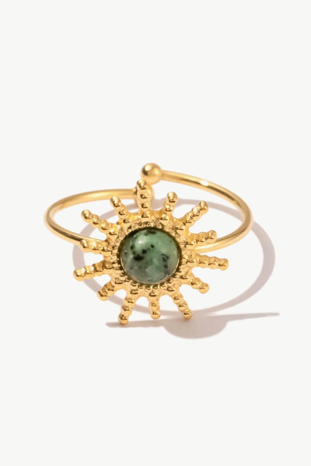 Natural Stone Sun Shape Open Ring - MXSTUDIO.COM