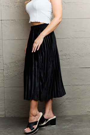 All Day Chic Black Accordion Pleated Midi Skirt - MXSTUDIO.COM