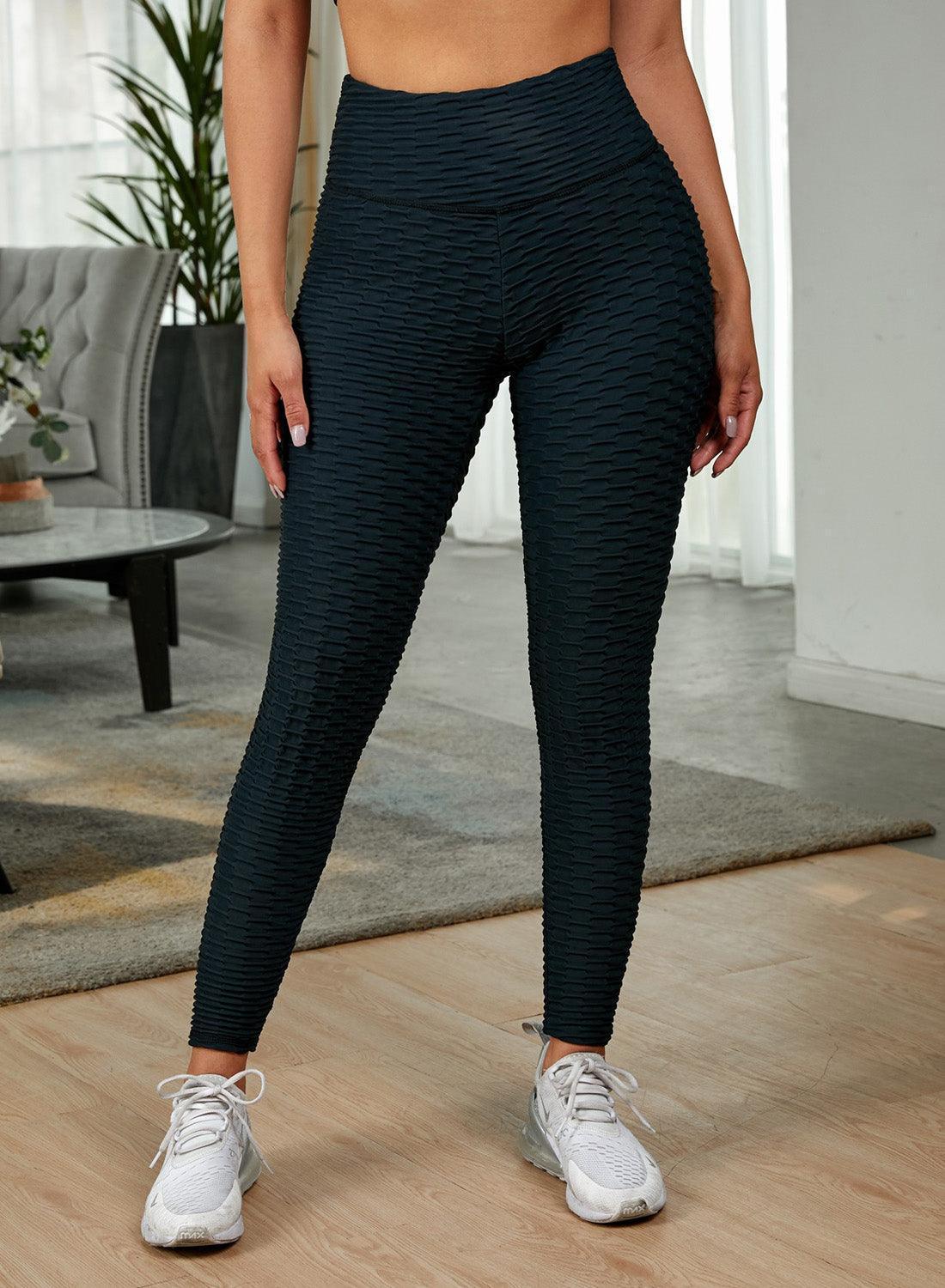 All-Day Comfort Textured Black Active Leggings - MXSTUDIO.COM