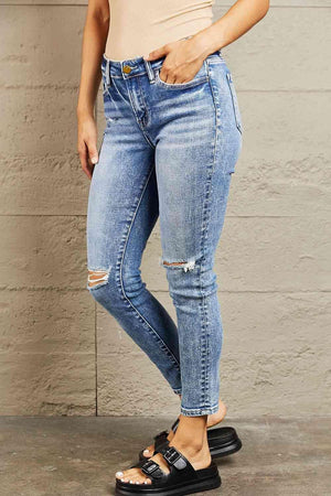 All Day Wear Cropped Ripped Skinny Jeans - MXSTUDIO.COM