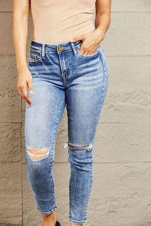All Day Wear Cropped Ripped Skinny Jeans - MXSTUDIO.COM