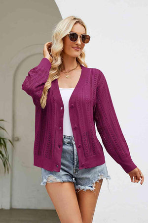 All Seasons Button Front Open Knit Cardigan - MXSTUDIO.COM