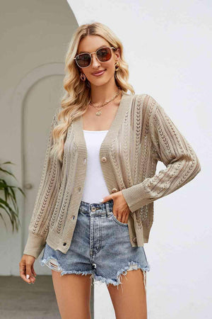 All Seasons Button Front Open Knit Cardigan - MXSTUDIO.COM