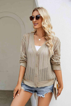 All Seasons Button Front Open Knit Cardigan - MXSTUDIO.COM