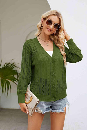 All Seasons Button Front Open Knit Cardigan - MXSTUDIO.COM
