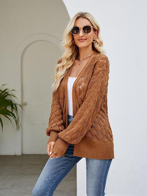 All Seasons Chic Open Front Open Knit Cardigan-MXSTUDIO.COM