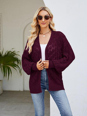 All Seasons Chic Open Front Open Knit Cardigan-MXSTUDIO.COM