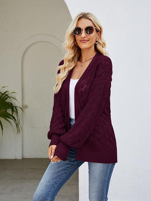 All Seasons Chic Open Front Open Knit Cardigan-MXSTUDIO.COM