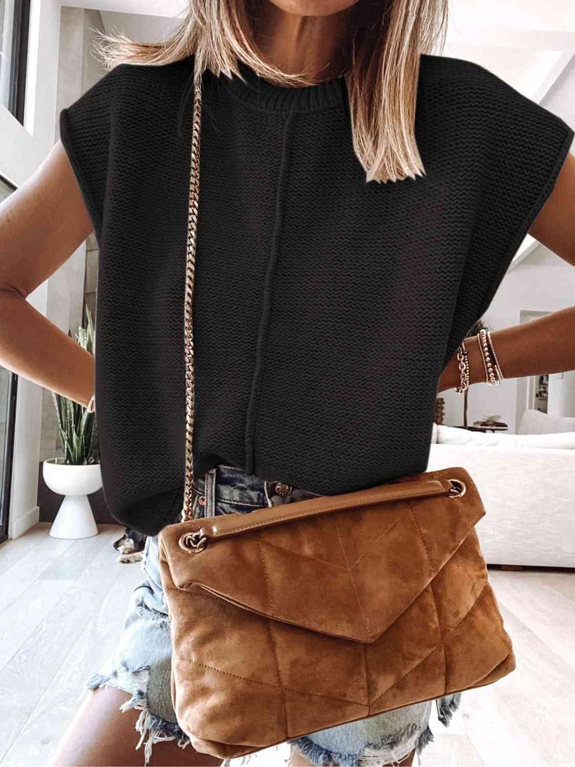 All Year Comfort Cap Sleeve Sweater Vest-MXSTUDIO.COM