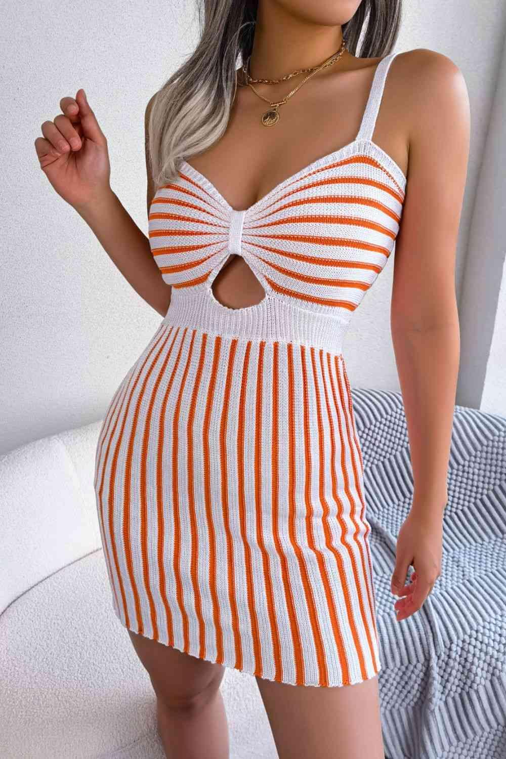 Alluring Knitted Cutout Sleeveless Mini Dress-MXSTUDIO.COM