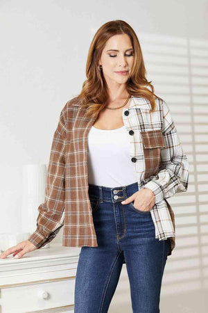 Always In Fashion Plaid Button Down Shirt Jacket-MXSTUDIO.COM