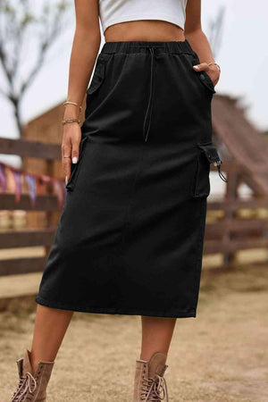 Always In Style Slit Denim Cargo Midi Skirt - MXSTUDIO.COM