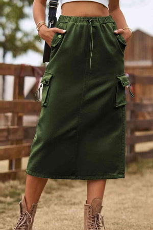 Always In Style Slit Denim Cargo Midi Skirt - MXSTUDIO.COM