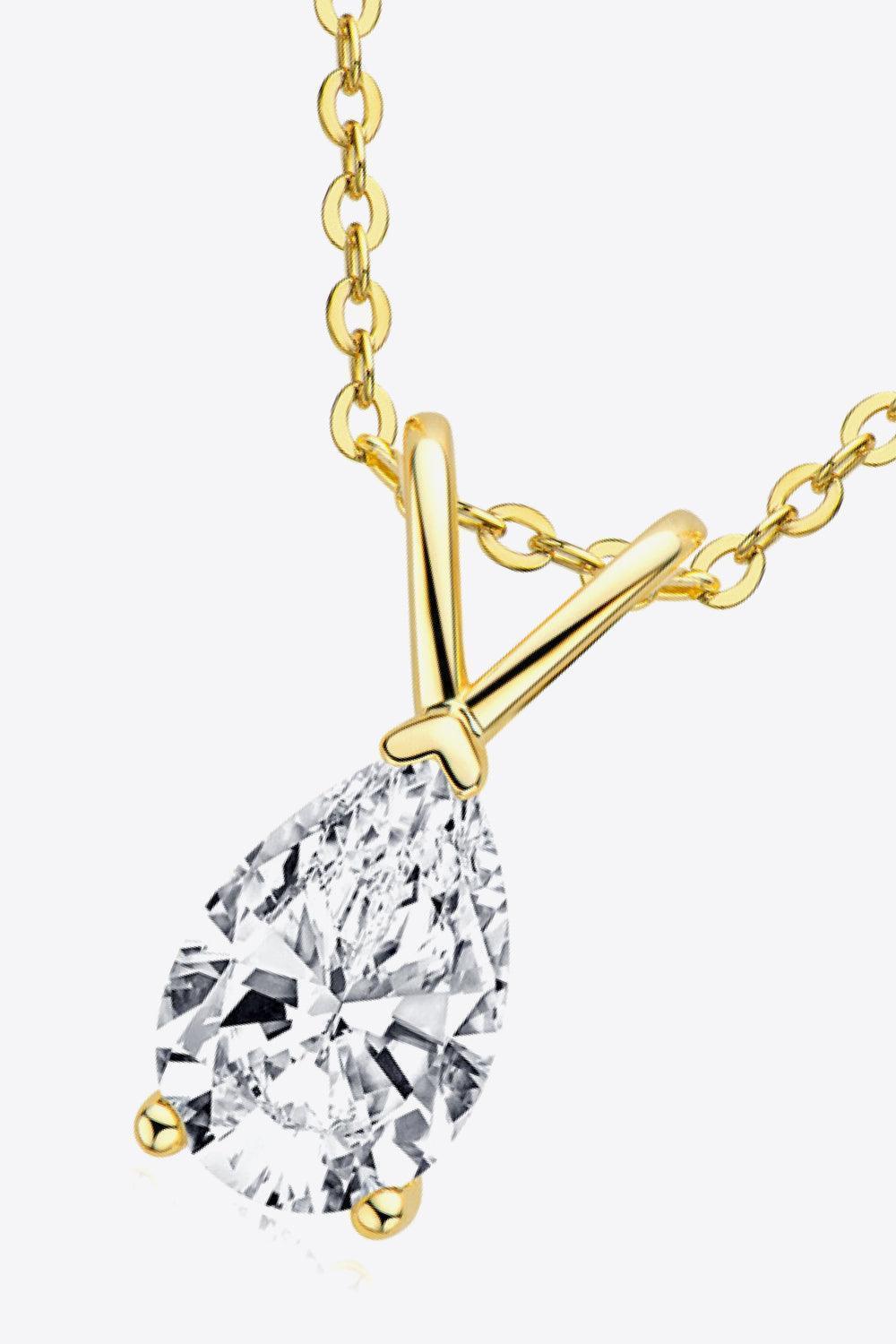 Amaze Teardrop 1.5 Carat Moissanite Necklace Womens - MXSTUDIO.COM