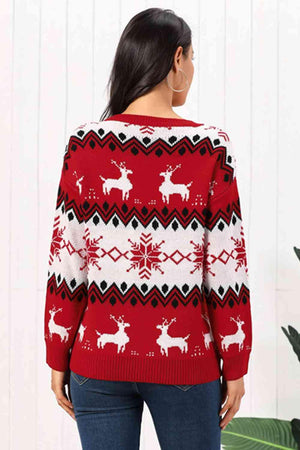 Amusing Round Neck Reindeer Christmas Sweater-MXSTUDIO.COM