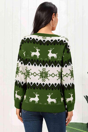 Amusing Round Neck Reindeer Christmas Sweater-MXSTUDIO.COM