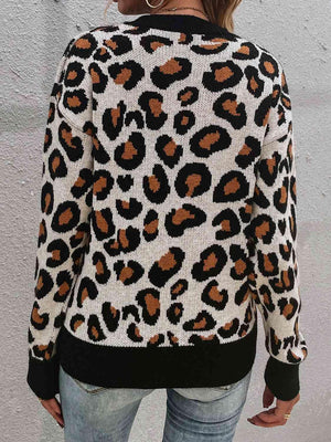 Animalistic Appeal Knit Leopard Print Sweater-MXSTUDIO.COM