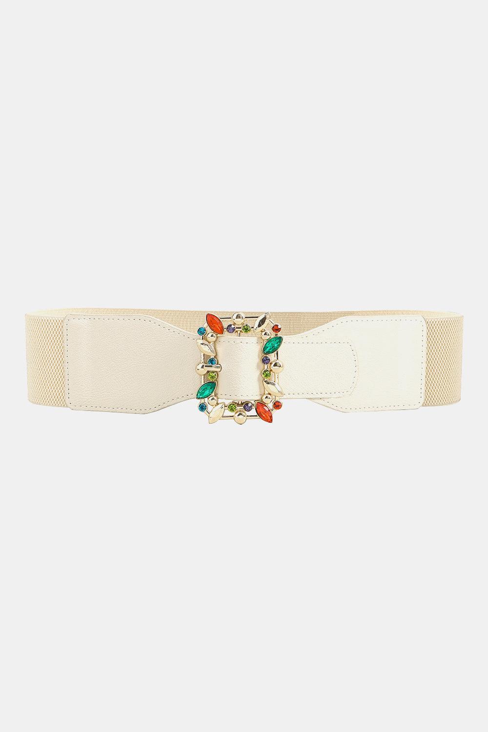 Appealing Multicolored Leaf Buckle Wide Elastic Belt - MXSTUDIO.COM