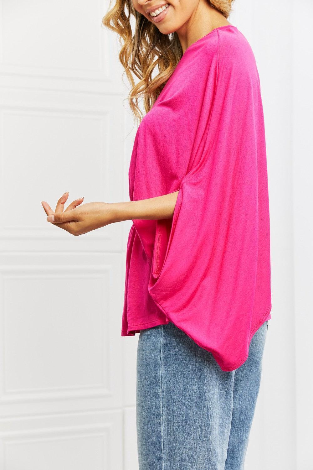 Asymmetrical Hot Pink One Shoulder Top - MXSTUDIO.COM