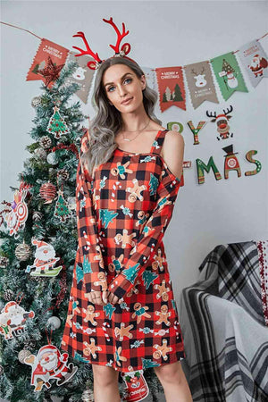 Asymmetrical Neck Women Christmas Dress-MXSTUDIO.COM