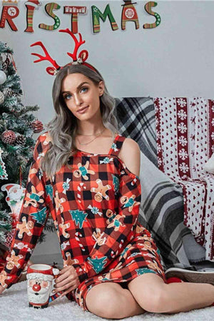 Asymmetrical Neck Women Christmas Dress-MXSTUDIO.COM