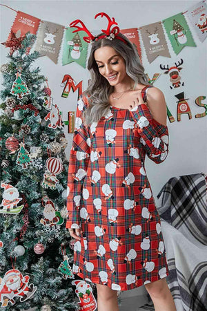 Asymmetrical Neck Women Christmas Dress-MXSTUDIO.COM