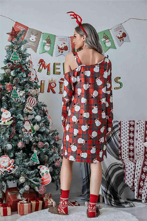 Asymmetrical Neck Women Christmas Dress-MXSTUDIO.COM