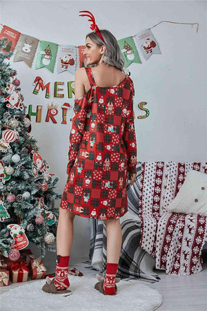 Asymmetrical Neck Women Christmas Dress-MXSTUDIO.COM