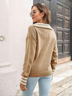 Autumn Basic Long Sleeve Collared Sweater - MXSTUDIO.COM