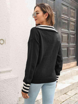 Autumn Basic Long Sleeve Collared Sweater - MXSTUDIO.COM