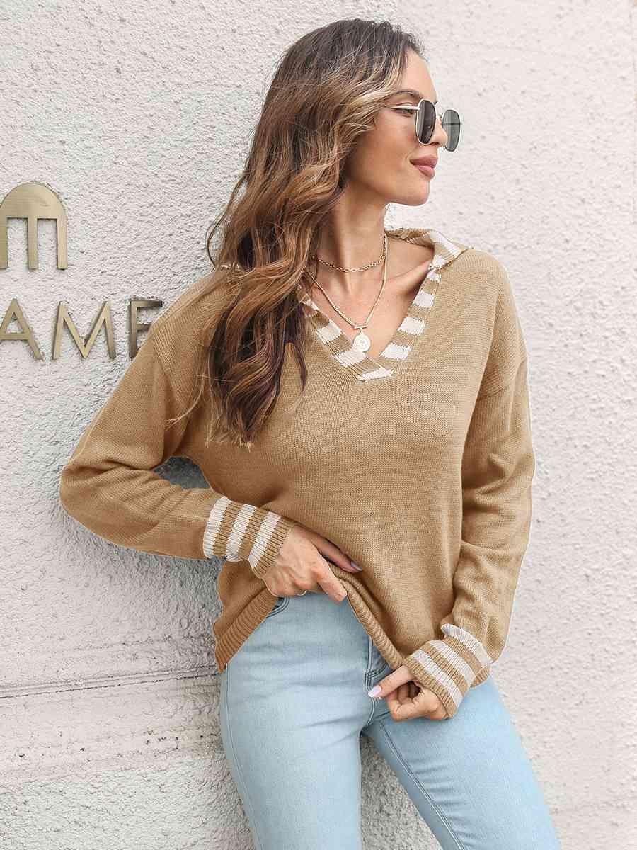 Autumn Basic Long Sleeve Collared Sweater - MXSTUDIO.COM