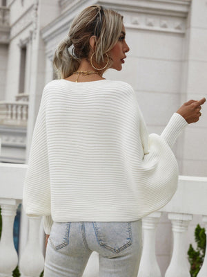 Autumn Chic Boat Neck Dolman Sleeve Sweater - MXSTUDIO.COM