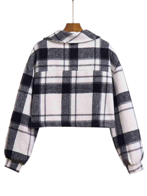 Autumn Fashionista Plaid Cropped Shirt Jacket - MXSTUDIO.COM
