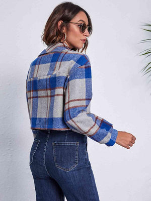 Autumn Fashionista Plaid Cropped Shirt Jacket - MXSTUDIO.COM