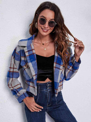 Autumn Fashionista Plaid Cropped Shirt Jacket - MXSTUDIO.COM