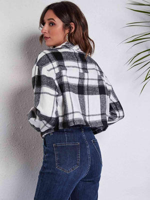 Autumn Fashionista Plaid Cropped Shirt Jacket - MXSTUDIO.COM