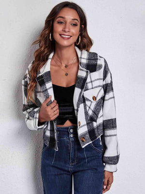 Autumn Fashionista Plaid Cropped Shirt Jacket - MXSTUDIO.COM