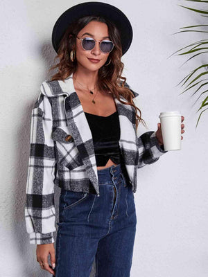 Autumn Fashionista Plaid Cropped Shirt Jacket - MXSTUDIO.COM