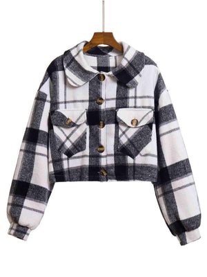 Autumn Fashionista Plaid Cropped Shirt Jacket - MXSTUDIO.COM