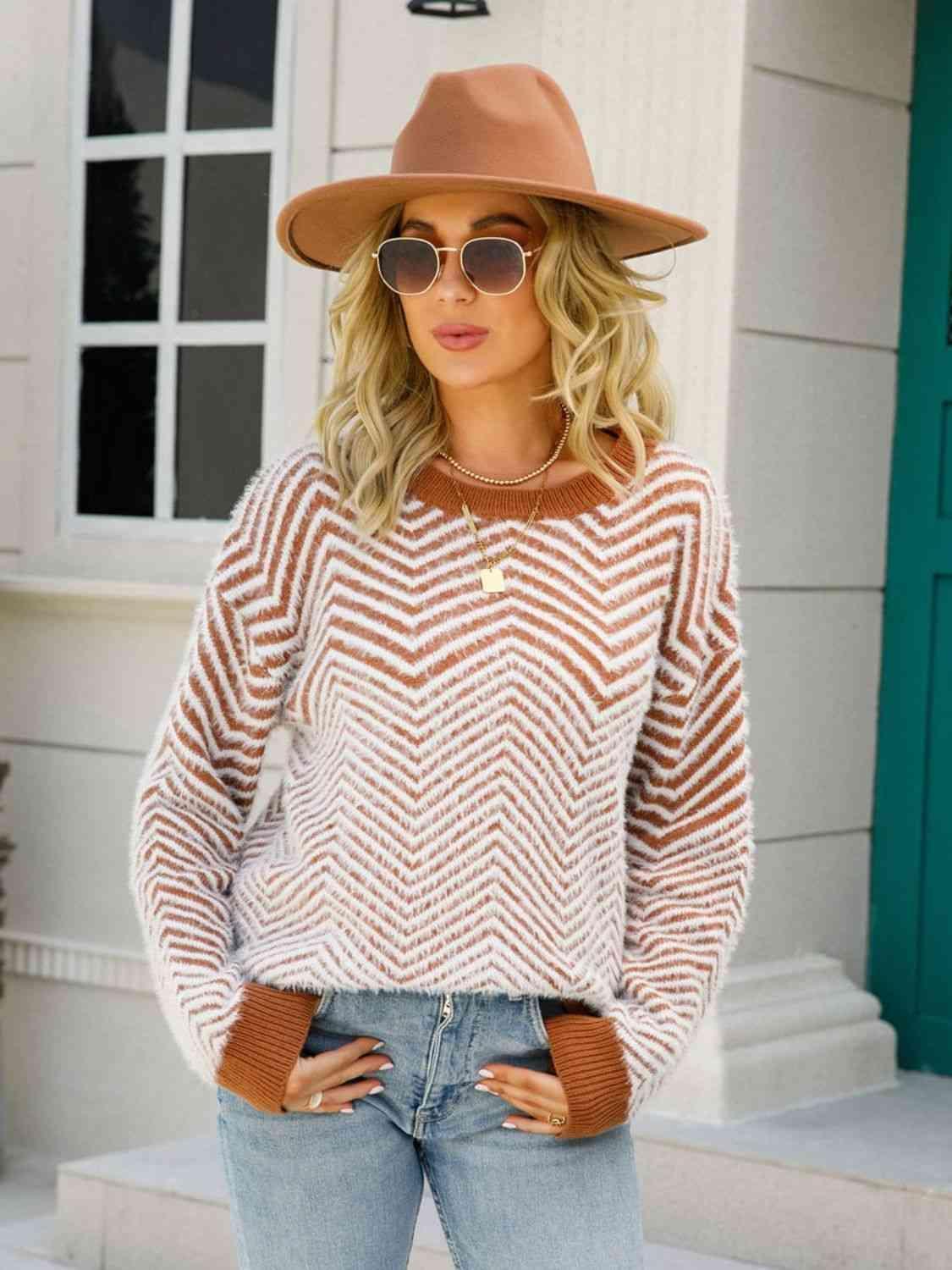 Autumn Feels Crew Neck Long Sleeve Sweater - MXSTUDIO.COM