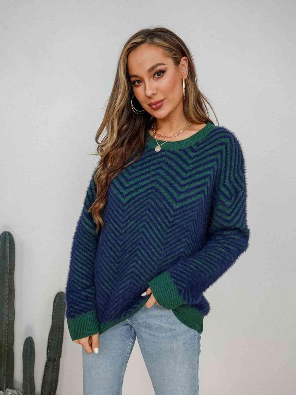 Autumn Feels Crew Neck Long Sleeve Sweater - MXSTUDIO.COM