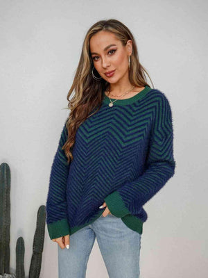 Autumn Feels Crew Neck Long Sleeve Sweater - MXSTUDIO.COM