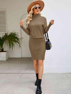 Autumn Flair Turtleneck Sweater Dress - MXSTUDIO.COM