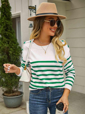 Autumn Fresh Striped Pullover Sweater - MXSTUDIO.COM