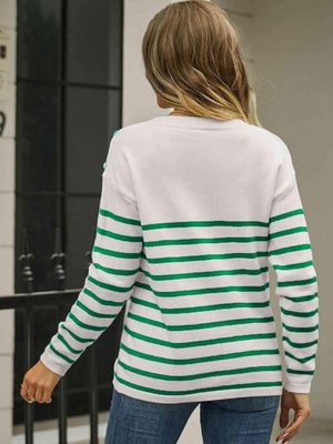 Autumn Fresh Striped Pullover Sweater - MXSTUDIO.COM