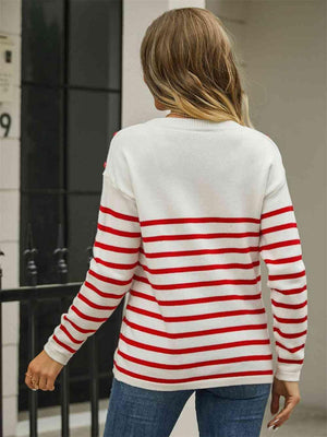 Autumn Fresh Striped Pullover Sweater - MXSTUDIO.COM