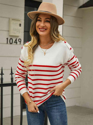 Autumn Fresh Striped Pullover Sweater - MXSTUDIO.COM
